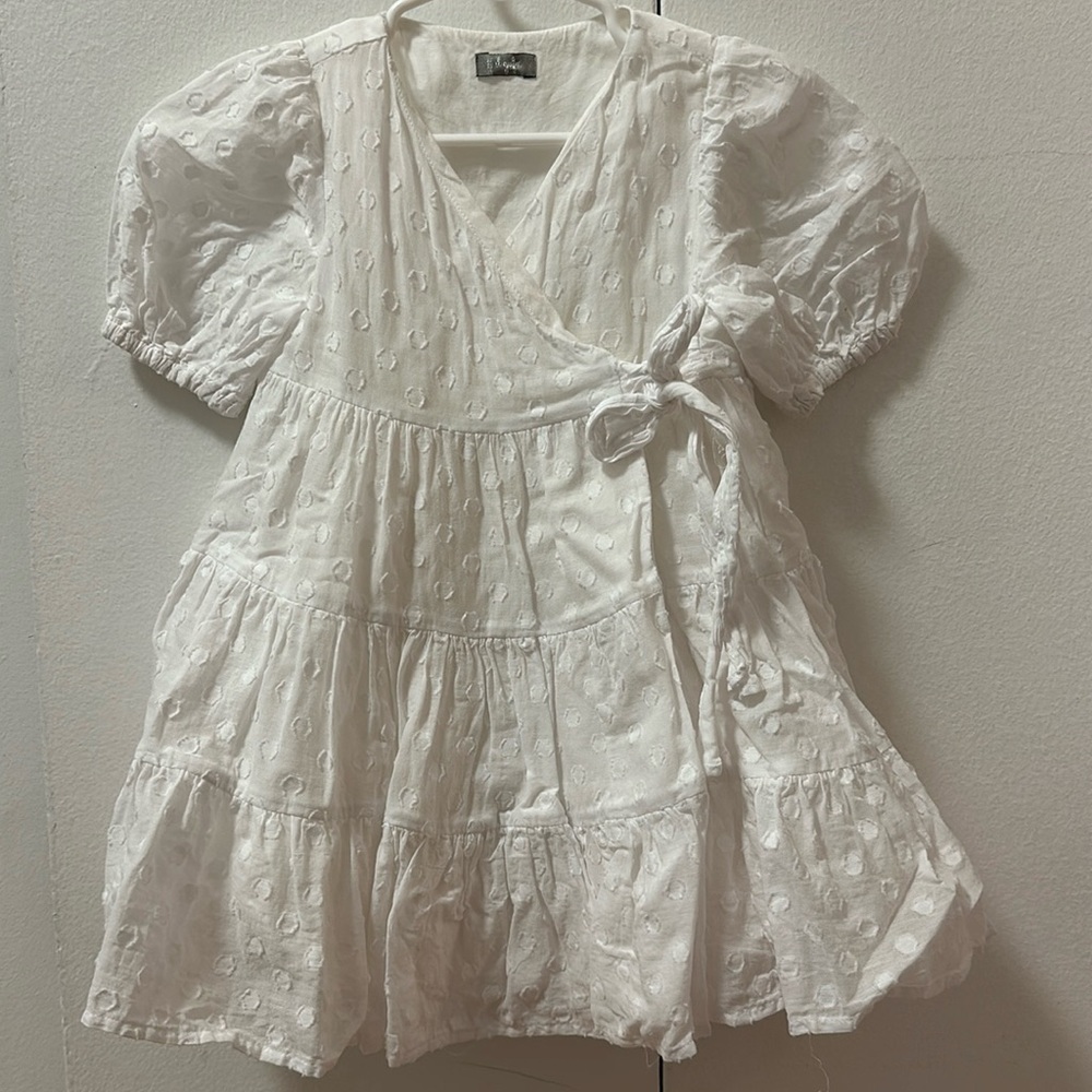 Il Gufo short sleeve wrap tonal polka dot elegant summer dress size 2T